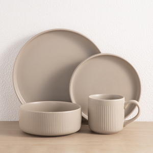 Service de vaisselle en céramique embossée 16 pièces, couleur personnalisée, pour la maison, l'hôtel, le restaurant, vente en gros - Product Image 5