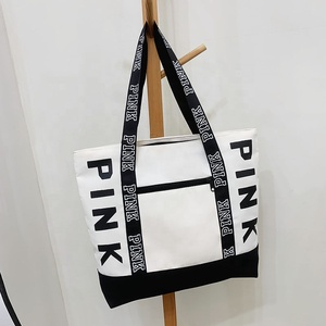 Nouveautés Sacs à main de voyage rose pour femme Logo imprimé personnalisé Grands sacs fourre-tout unis Toile vierge pour femme - Product Image 4