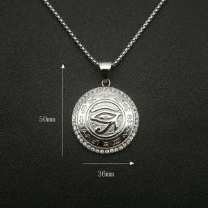 Collar con colgante de ojo de Horus de yunnique, acero inoxidable, chapado en oro, diamantes de imitación redondos, joyería de regalo unisex - Product Image 5