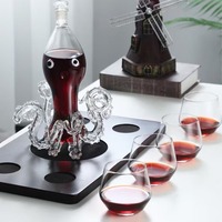 Distributeur de cocktails original en forme de pieuvre, carafe à vin en verre transparent avec couvercle, distributeur de boissons créatif pour la décoration de bar à domicile ou de fête