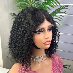 Kinky Curly Wholesale 5x5 Glueless Full Lace Closure <b>Wigs</b> Brazilian Human Hair Small Curly Human Hair Bob <b>Wigs</b> - Product Image 3