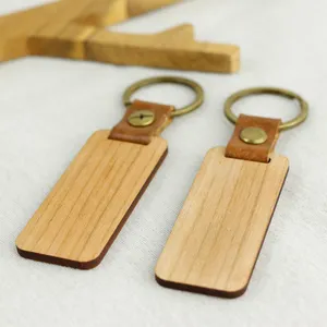 High Quality Custom Logo Wood Keychain Personalized Engraving Walnut Cherry Wood Key Chain