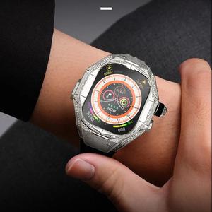 Boîtier de montre en alliage de titane dernier cri, accepte le logo, 49 mm, or avec diamants, boîtier de montre incrusté de moissanite pour <span class=keywords><strong>iWatch</strong></span> - Product Image 3