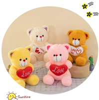 Boneka Beruang Hati Kartun Isi Kapas - Boneka Peluk Bordir Lembut untuk Hadiah Pesta Unisex 25-150cm Tersedia Grosir