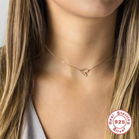 ODM 925 Sterling Silver 18k Plaqué Or Bijoux Coeur Pendentif Collier Bijoux de Mode Colliers Couple Collier pour Femmes