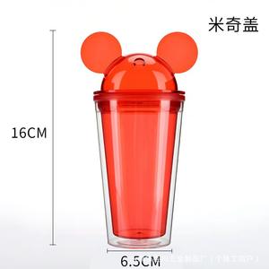 Vente en gros 16oz à double paroi en acrylique clair <span class=keywords><strong>Mickey</strong></span> & <span class=keywords><strong>Minnie</strong></span> Mouse gobelet mini style bohème avec couvercle en dôme en matière plastique - Product Image 6