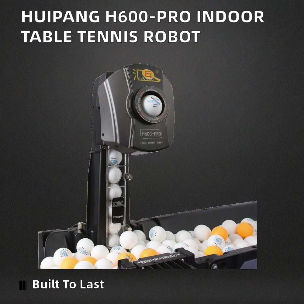 Huipang H600-PRO Portable Lightweight Indoor Folding Table Tennis Ball Machine Automatic Robot 9-Angle Adjust Black 30-80