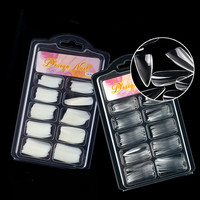 100 pièces/boîte Faux ongles transparents sans couture, autocollants pleine couverture, autocollants demi-couverture, capsules d'ongles French