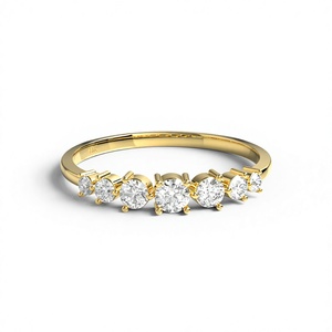 18K Gold Plated Seven Graduated Round Brilliant Cut Diamond <b>Ring</b> Half Eternity Band <b>Stacking</b> Wedding <b>Ring</b> Fine Jewelry for Women - Product Image 1
