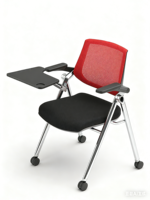 Chaise de bureau ergonomique moderne avec dossier en maille, structure en fer, pliable et empilable, avec roulettes et design rafraîchissant
