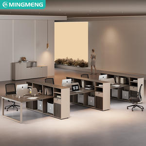 Escritorio y silla de oficina modernos y minimalistas para cuatro miembros del personal, escritorio de oficina para estaciones de trabajo con estanterías. - Product Image 4