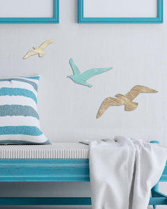 Decorazione Murale in Legno a Tema Spiaggia, Arte Murale Costiera, Scultura Murale di Gabbiani, Uccelli Marini, Decorazione per <span class=keywords><strong>Casa</strong></span> al Lago e Oceano - Product Image 2