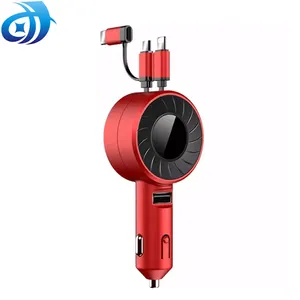 2022 Retractable Phone Car Charger with Dual USB Cables 3 in 1 Multiple 4.2A Fast Car Charger Adapter