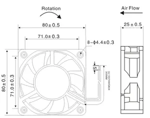8025 ventola a flusso assiale 80mm 12 volt DC ventola di raffreddamento 80x80x25mm dc brushless Fan