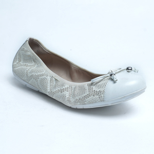 Zapatos Planos <span class=keywords><strong>de</strong></span> Ballet Plegables con Punta Redonda y Lazo <span class=keywords><strong>de</strong></span> Cuero Blanco para Mujer - Product Image 3