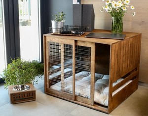 Hot Sale Luxus Massivholz Hunde möbel Acryl Tür Hundehütte Luxus Haustier Holzbett Indoor Holz Katze Hundehütte zu verkaufen - Product Image 1