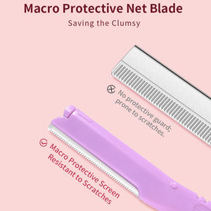 Экологичная Бритва для бровей из нержавеющей стали и АБС для удаления волос на лице, набор из 2 предметов с легким триммером для бритья для женщин - Product Image 6