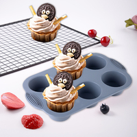 Moule à muffins en silicone à 6 cavités, résistant aux hautes températures, pour la pâtisserie et la décoration de gâteaux en cuisine (vente en gros)
