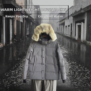 Veste d'hiver décontractée à capuche de haute qualité en gros, fermeture éclair, imperméable, coupe-vent, respirante, épaisse, moelleuse, chaude, rembourrée de fourrure de loup - Product Image 2