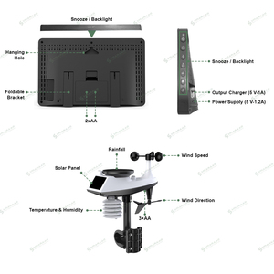 Station météo intelligente pour maison connectée WIFI, appareil multifonctionnel de prévision météo avec alertes vent et pluie, contrôle par application, réveil WX3390001 T - Product Image 4