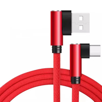 Câble USB-C tressé en nylon de 1 m, double coudé en L, charge rapide 3A, synchronisation des données, chargeur coudé Type-C en cuivre pur