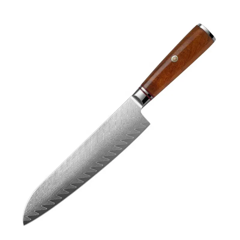 ダマスカス鋼8インチ三徳ナイフウッドシングルネイルフィッシュボーンパターンシャープユーシェン寿司キッチン家庭用ナイフ