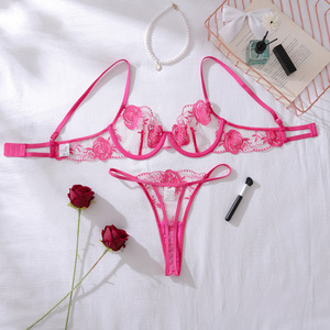 High Quality Fashion French New Flower Embroidery Comfortable Breathable Body Shaping Thin <b>Sexy</b> Lingerie Separates <b>Set</b> - Product Image 1