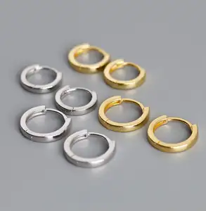 Großhandel 100% 925 Sterling Silber Schmuck 18 Karat vergoldet Mini schlichten Gold Creolen für Frauen Mädchen