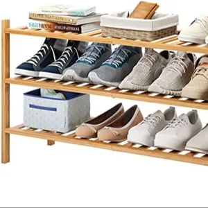 3 Layer Bamboo Hot Sale Custom Multipurpose Shoe Rack Suitable For Bathrooms And Indoors