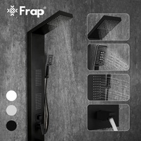 FRAP Ensemble de douche mural multifonctionnel noir en acier inoxydable pour salle de bain