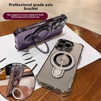 Étui de téléphone portable en TPU anti-chute de luxe à haute transparence pour iPhone 16 15 Pro Max Plus XR support à quatre coins magnétique
