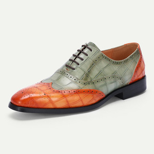 Chaussures Oxford pour hommes DSYX en cuir véritable, à bout pointu, à lacets, imperméables, respirantes, avec soutien de la voûte plantaire et motif bordé – Modèle universel - Product Image 1