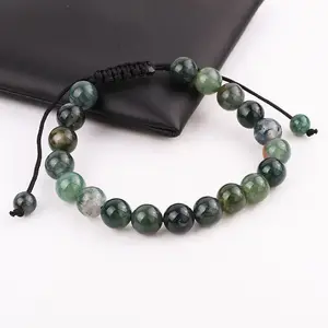 Yiwu Jewelry Factory Making 8MM Natural Stone Cat Eye Jasper Beads Handmade Macrame Friendship Bracelet Adjustable Men Women