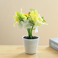 Plante artificielle en pot d'orchidée Phalaenopsis, fausse orchidée papillon avec pot en céramique blanc cylindrique pour la maison