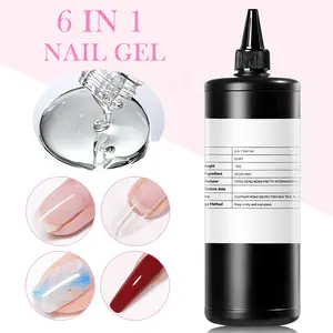 BORN PRETTY 1KG 6 In 1 Multifunction Nail Polish Glue Gel Bulk For Base Top Coat Extension Nail Gel False Nail Tips Gel