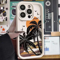 Coques de téléphone portable en TPU souple avec anneau magnétique, motif palmier au coucher du soleil, pour iPhone 17, 16, 15, 14, 11 Pro Max, XS, XR, 7, 8 Plus, SE 2020