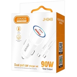 Cargador de Coche Jokade de 90W con Adaptador USB Tipo C y Cable Blanco - Product Image 3