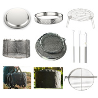 Grill de camping pliable en acier inoxydable, barbecue portable sur trépied, grill sans fumée pour la randonnée, le camping, les accessoires pour foyer extérieur