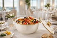 Ensemble de 3 casseroles en céramique avec bord doré, bol en porcelaine avec couvercle en verre, double poignée, vaisselle de cuisine et de rangement pour la maison