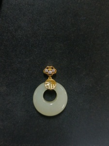 S925 Silver Gold Plated Hetian Jade <b>Safety</b> Buckle Pendant, Chinese Fu Character Design, Natural Jade Jewelry for Women-V - Product Image 4