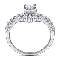 Bague en zircon en argent 925 pour dames de luxe Bijoux de mode pour mariage et fête Usine Vente en gros Conception d'explosion exagérée