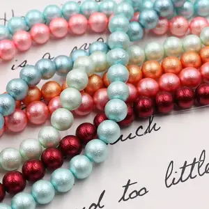 Individueller fabrikpreis fischhaut perle faltige haut perle glasperle halbe fertig halskette armband string perle