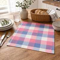 Set de table en coton et lin tissé à carreaux 40x40cm, coloré, protection de table, idéal pour hôtels, mariages, fêtes, Noël, vente en gros