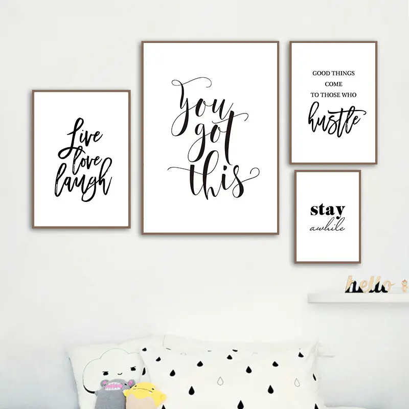 Live Love Laugh Inspiring Quotes Wall Art Canvas Painting Black White Wall Poster Prints For Living Room Modern Home Decor