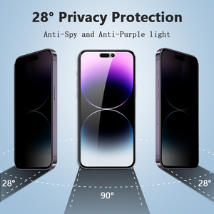 1 paquet 9H Anti-espion en verre trempé foncé Film de protection d'écran pour iPhone 14 Pro Max Anti-confidentialité protecteur d'écran - Product Image 3
