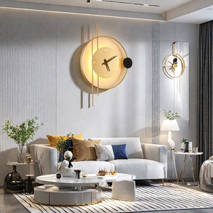Với Vàng Sắt Đầu Giường Trong Nhà Phòng Khách Chiếu Sáng 220V Phòng Ngủ Treo Tường Nghệ Thuật Hiện Đại <span class=keywords><strong>LED</strong></span> Đồng Hồ Đèn Tường - Product Image 5