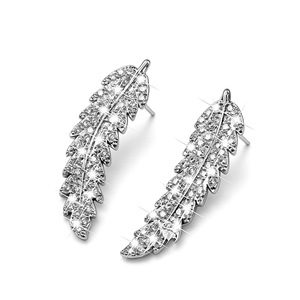 Orecchini a Perno con Cristalli e Piume per Donne, Accessori di Moda Minimalisti ed Eleganti per Uso Quotidiano - Product Image 1
