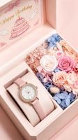Boîte carrée haut de gamme personnalisée Bouquet Garden pour fleurs éternelles préservées, coffret cadeau montre, arrangement fait main, impression UV, taille personnalisée