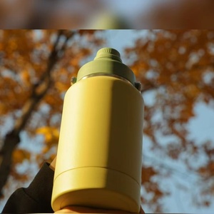 64 oz Stainless Steel Vacuum Insulated Water <b>Bottle</b> Straw Handle Half Gallon Sports Motivational Camping <b>Flask</b> Silicone Sleeve - Product Image 2