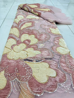 NI.AI Nouvelle dentelle nigériane en velours perlé avec sequins brodés, tissu en maille pour robes de mariée et matériaux de confection pour filles